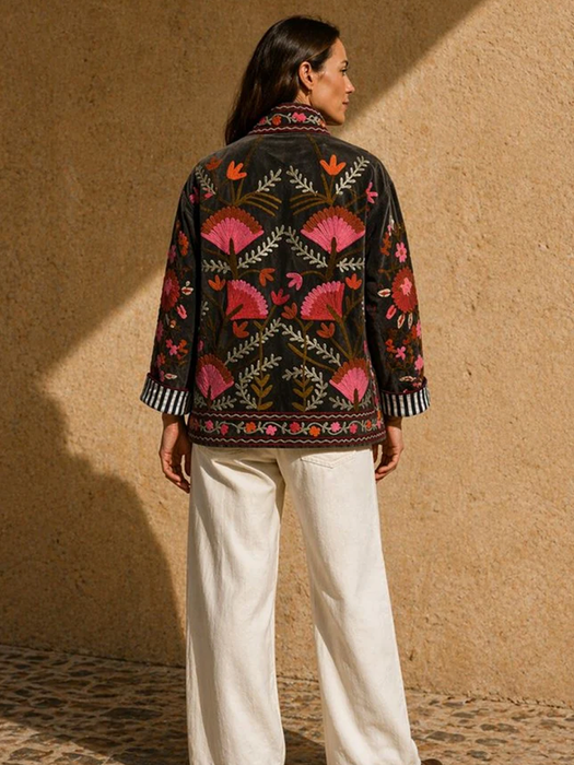Anika Velvet Cotton Embroidered Jacket