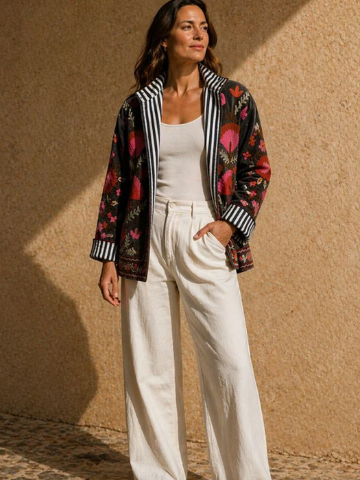 Anika Velvet Cotton Embroidered Jacket