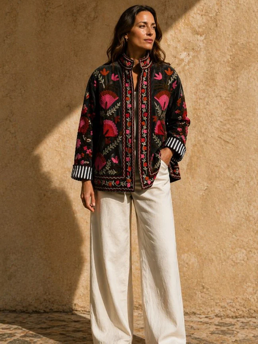 Anika Velvet Cotton Embroidered Jacket