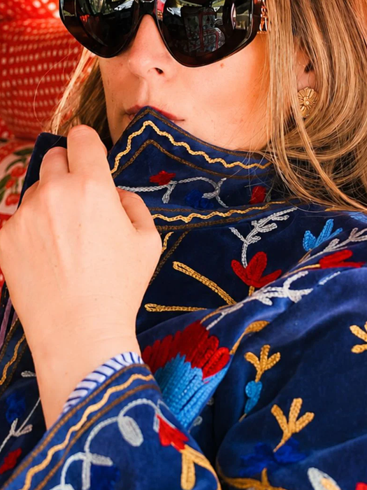 Anika Velvet Cotton Embroidered Jacket