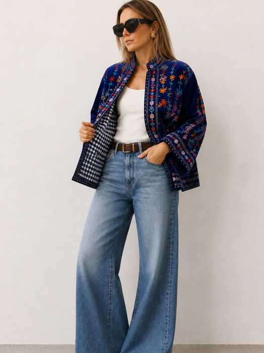 Anika Velvet Cotton Embroidered Jacket