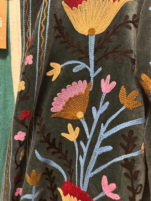 Anika Velvet Cotton Embroidered Jacket