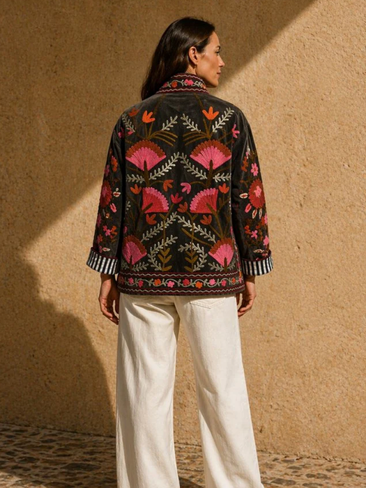 Anika Velvet Cotton Embroidered Jacket