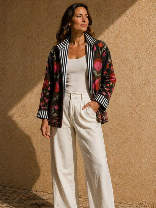 Anika Velvet Cotton Embroidered Jacket