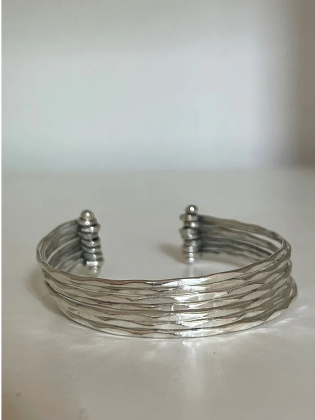 Luna Silver Hammered Cuff Bracelet By Origen Imports