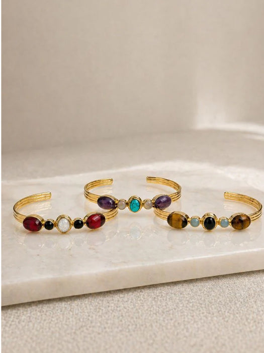Gold Aurora Multi Stone Cuff Bracelet