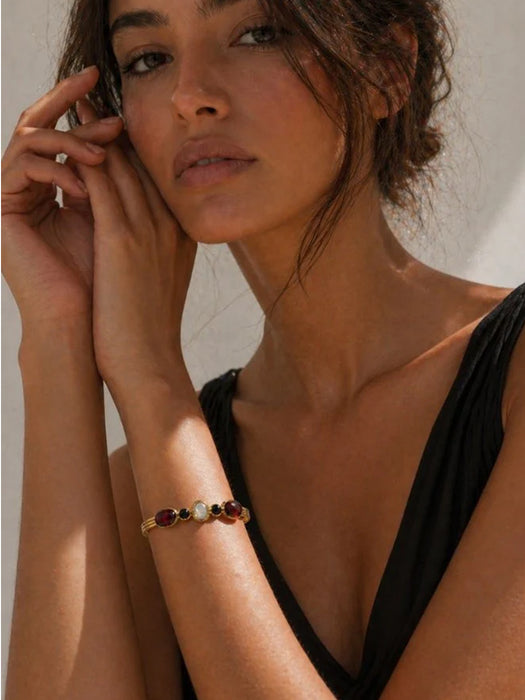 Gold Aurora Multi Stone Cuff Bracelet