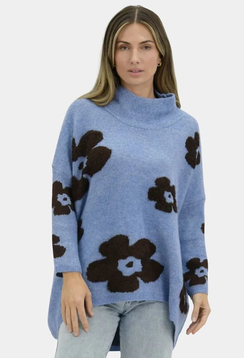 Blue Flower Relaxed Jumper