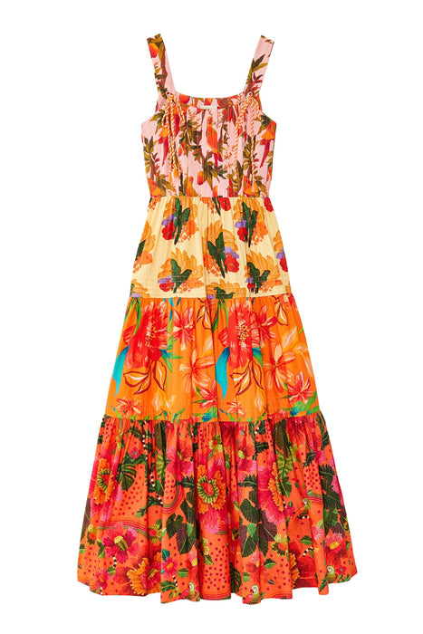 Mixed Warm Floral Maxi Dress