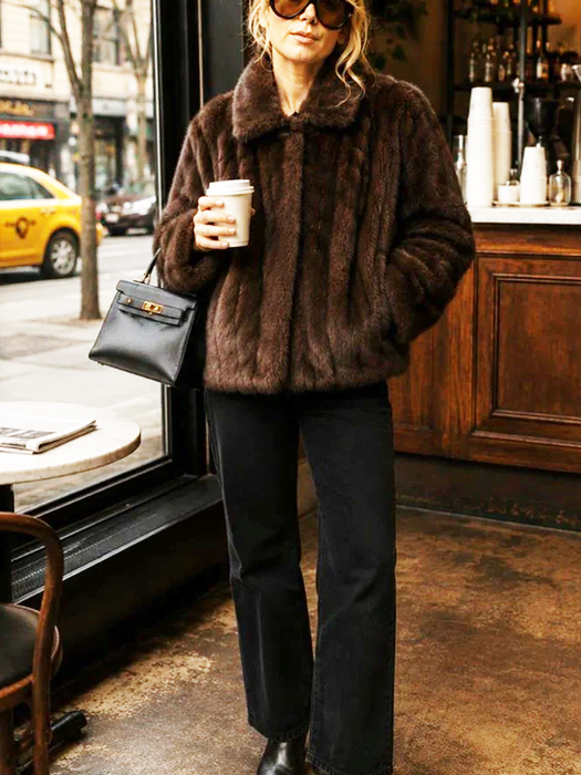 Brown Short Luna Faux Fur Coat