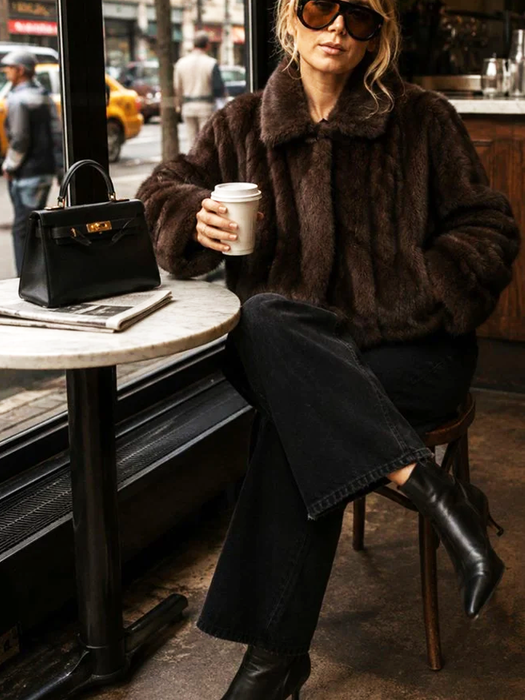 Brown Short Luna Faux Fur Coat