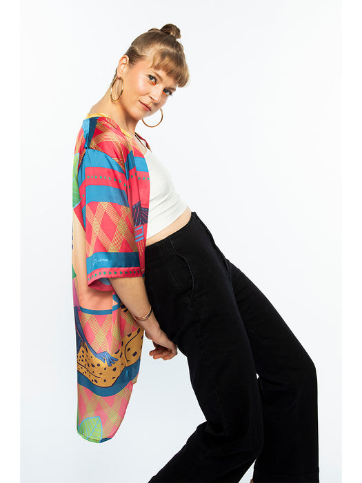 KATIRA Kimono Flow Shirt: Cat Queen