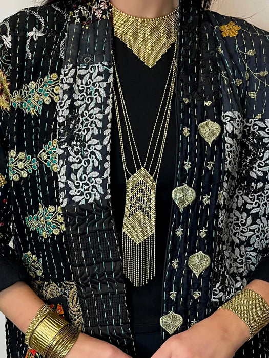 Gold Fringe Choker Necklace By Origen