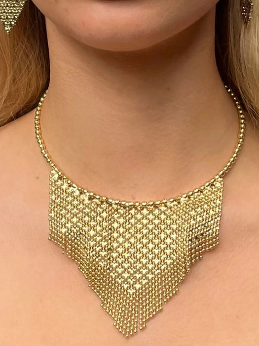 Gold Fringe Choker Necklace By Origen