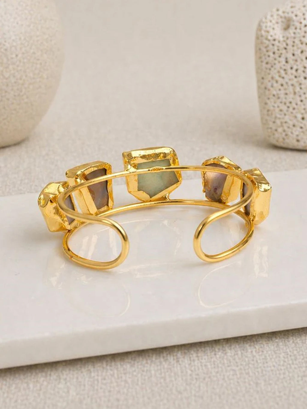 Aurelia Gold Five Stone Cuff Bracelet