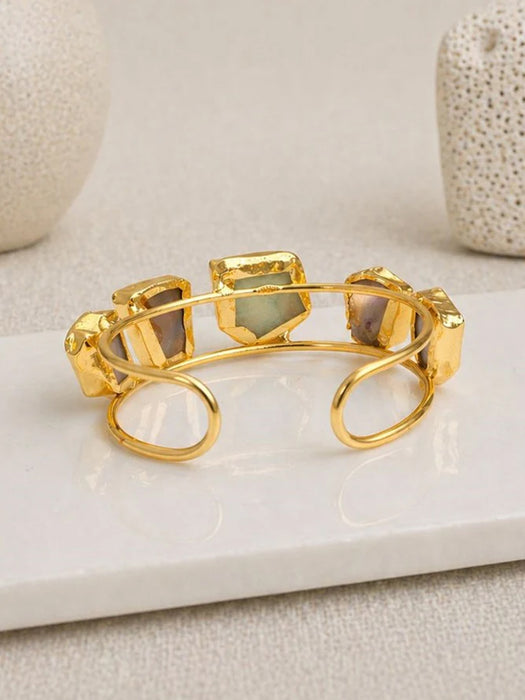 Aurelia Gold Five Stone Cuff Bracelet