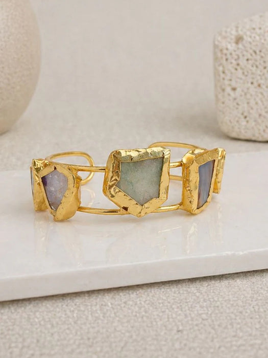 Aurelia Gold Five Stone Cuff Bracelet