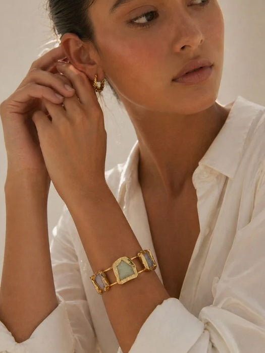 Aurelia Gold Five Stone Cuff Bracelet