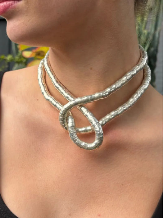 Silver Bendable Snake Necklace By Origen Imports