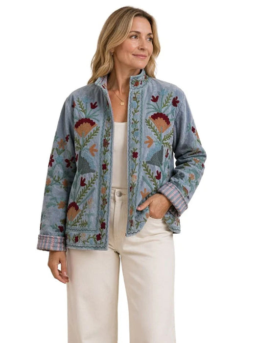 Anika Velvet Cotton Embroidered Jacket