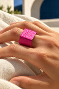 MONICA SQUARE RING by Monica Krexa, worn on a model, cream editorial hero