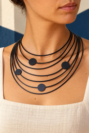 TUN PINA NECKLACE by Tun, worn on a model, cream editorial hero